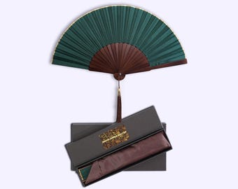 Exotic  Jungle Green  Folding Hand Fan 9 Inches, Handmade in Bali.