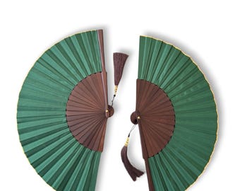 Multipack Exotic Jungle Green Folding Hand Fan, Set of 2, Bali Style