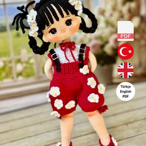 Crochet Doll Pattern, Frezya Doll Pattern, Amigurumi Doll Pattern, PDF in Turkish, PDF in English, Amigurumi Crochet Doll Pattern