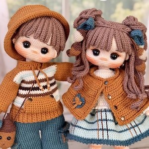 Amigurumi Doll Crochet Pattern: Ege and Ece Doll Tutorials (PDF-nedladdning)