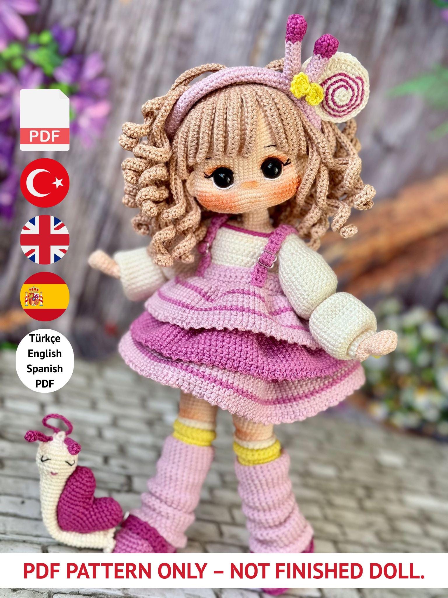 あみぐるみ人形のかぎ針編みパターン: Seker Doll チュートリアル (PDF