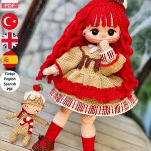 Crochet Amigurumi Doll: Ginger Doll Pattern (PDF in English, Turkish, Spanish)