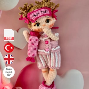Crochet Doll Pattern, Dora Doll Pattern, Amigurumi Doll Pattern, PDF in Turkish, PDF in English, Amigurumi Crochet Doll Pattern