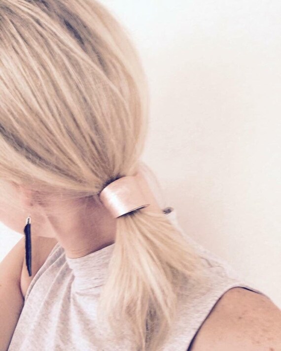 Back In Stock Rose Gold Metallic Leather Hair Cuff Elastic Etsy