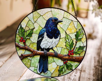 Stained Glass Bird Suncatcher Window Hanging Gift for Bird Lovers Home Decor