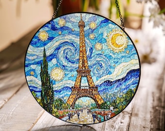 Eiffel Tower Stained Glass Suncatcher Sun Catcher Home Decor Gift for Her
