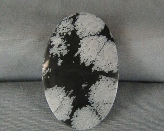 Snowflake Obsidian Black White gemstone large cabochon