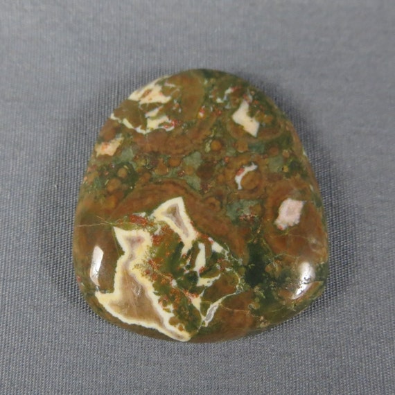 Rain Forest Jasper Cabochon for wire wrap bead or silver smith jewelry Green