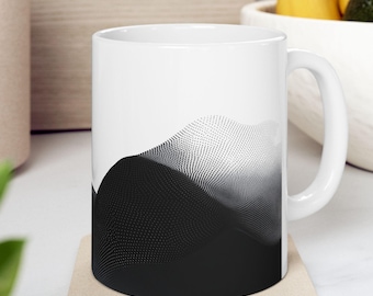 Modern Black Wave Ceramic Mug, Minimalist Coffee Cup for Home & Office, Gift for Tea Lovers, Unique Housewarming Idea, Stylish Beverage