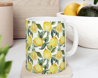 Ceramic Lemon Mug, Fresh Citrus Coffee Cup, Perfect Gift for Tea Lovers, Pretty Mothers Day Gift, Italian Summer, Cute Lemon Kitchen Decor