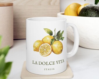 Italian Lemon Coffee Cup Italy Tea Mug Lemon Kitchen Decor Gift for Foodie Citrus Theme Mug Amalfi Lemon Lover Gift La Dolce Vita Ceramic