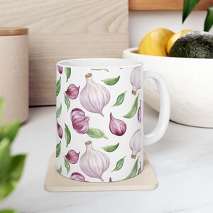 Ceramic Garlic Mug Kitchen Coffee Cup Foodie Gift Funny Tea Mug Unique Plant Lover Cup Gardener Gift Herb Kitchen Decor Fun Chef Gift Cook