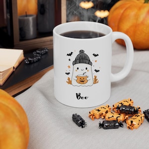 Cute Ghost Mug Halloween Boo Coffee Cup Spooky Tea Mug Ghost Lover Gift Cozy Halloween Decor Halloween Party Favor Fall Ghost Ceramic Mug