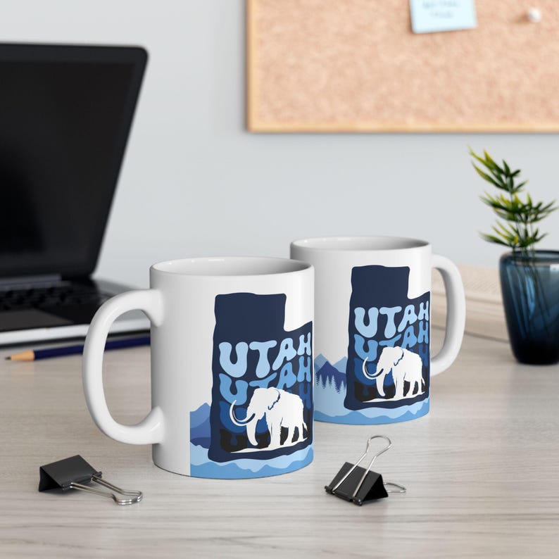 Utah Mammoth Gift Utah Hockey Club Cup Tusks Up SLC Tea Mug Salt Lake City NHL Ceramic Mug Hockey Coffee Cup Gift UT Paleontology Souvenir image 2