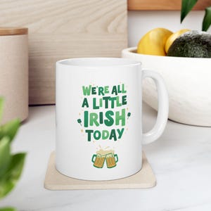 St Patricks Day Ceramic Mug Irish Holiday Green Shamrock Cup Irish Coffee Gift Tea Lover Lucky Charm Green March 17 Decoration Beer Mug
