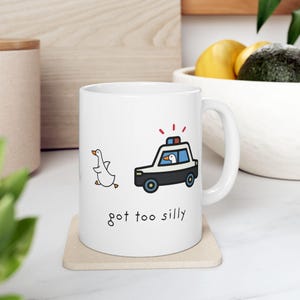 Funny Silly Goose Ceramic Mug Cute Animal Coffee Cup Quirky Bird Tea Mug Humorous Duck Gift Novelty Ceramic Drinkware Fun White Goose Police