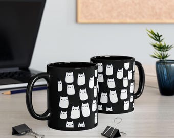 Cute Ghost Cat Mug Halloween Cat Lover Gift Spooky Kitty Coffee Cup Witchy Haunted Tea Mug Black Cat Halloween Decor Ghostly Feline Mug Fun