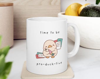Cute Motivational Mug Cute Duck Cup Adorable Animal Coffee Cup Baby Duck Lover Gift Quirky Tea Mug Kawaii Kitchen Decor White Duck Gift Fun