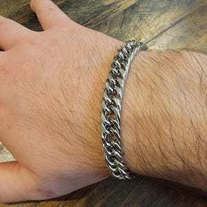 Mens stainless steel double cuban chain bracelet