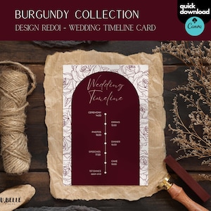 Burgunder Hochzeitseinladung Vorlage, rote Blumenhochzeit, Vintage Hochzeit Rosen, Weinrote Zeitplan Karte, Winterhochzeit Rosenblüten