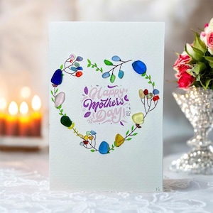 Seeglas Grußkarte - emotionales Muttertagsgeschenk für Mama die alles hat - personalisiertes Gedicht & gepresstes Seeglas
