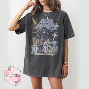 Retro Star Wars Shirt, Vintage Star Wars Movie Tee, Darth Vader Graphic Shirt, Luke Leia Han Solo T-Shirt, Disney Hollywood Studios Shirt
