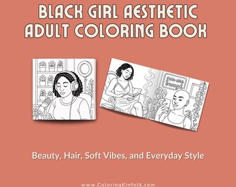 Schwarzes Mädchen Malbuch | Natürliches Haar, Selbstpflege Portraits (PDF)
