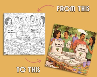 Black Family Reunion Coloring Book | Heritage Activity, Personalized Pages (Digital Download PDF)