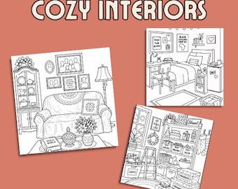 Cozy Black American Interiors Coloring Pages for Adults