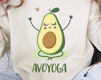 Camiseta Avoyoga, divertida camiseta de yoga con aguacate y colores cómodos