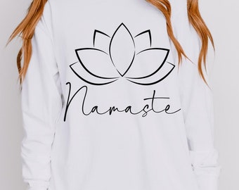Sudadera Namaste con flor de loto: cuello redondo para yoga y meditación