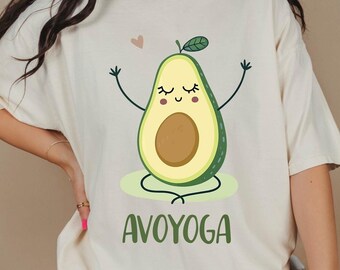 Camiseta Avoyoga Comfort Colors®, divertida camiseta de yoga con aguacate
