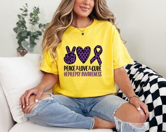 Camiseta de concientización sobre la epilepsia, camiseta con lazo morado, regalo para la epilepsia