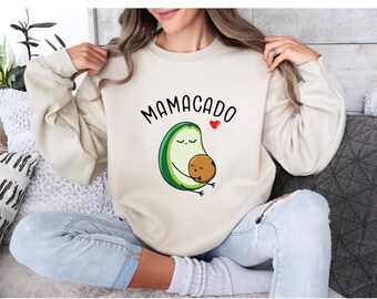 Sudadera con anuncio de embarazo de bebé con aguacate Mamacado