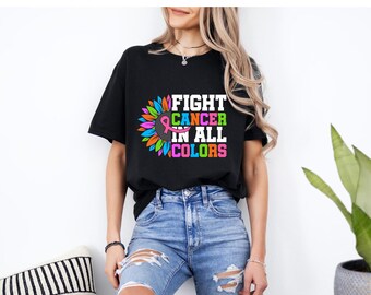 Camiseta "Lucha contra el cáncer en todos los colores", camiseta de concienciación