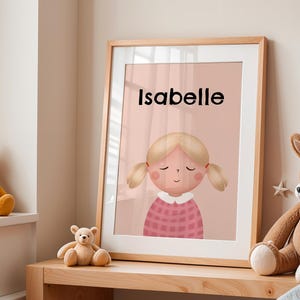 Poster personalizzato con ritratto di bambina - 2 trecce basse