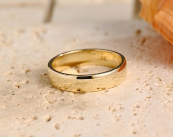 刻印入りゴールドバンドリング、男性用と女性用の18Kゴールド結婚指輪