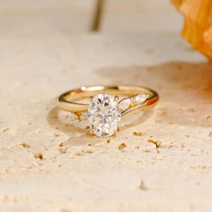 Solid Gold Oval Cut Moissanite Engagement Ring, Engagement Gift, Solid Gold Ring, Proposal Ring, Birthday Gift/ Anniversary Gift for Women