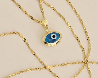 14K Gold Evil Eye Pendant, Good Luck Charm
