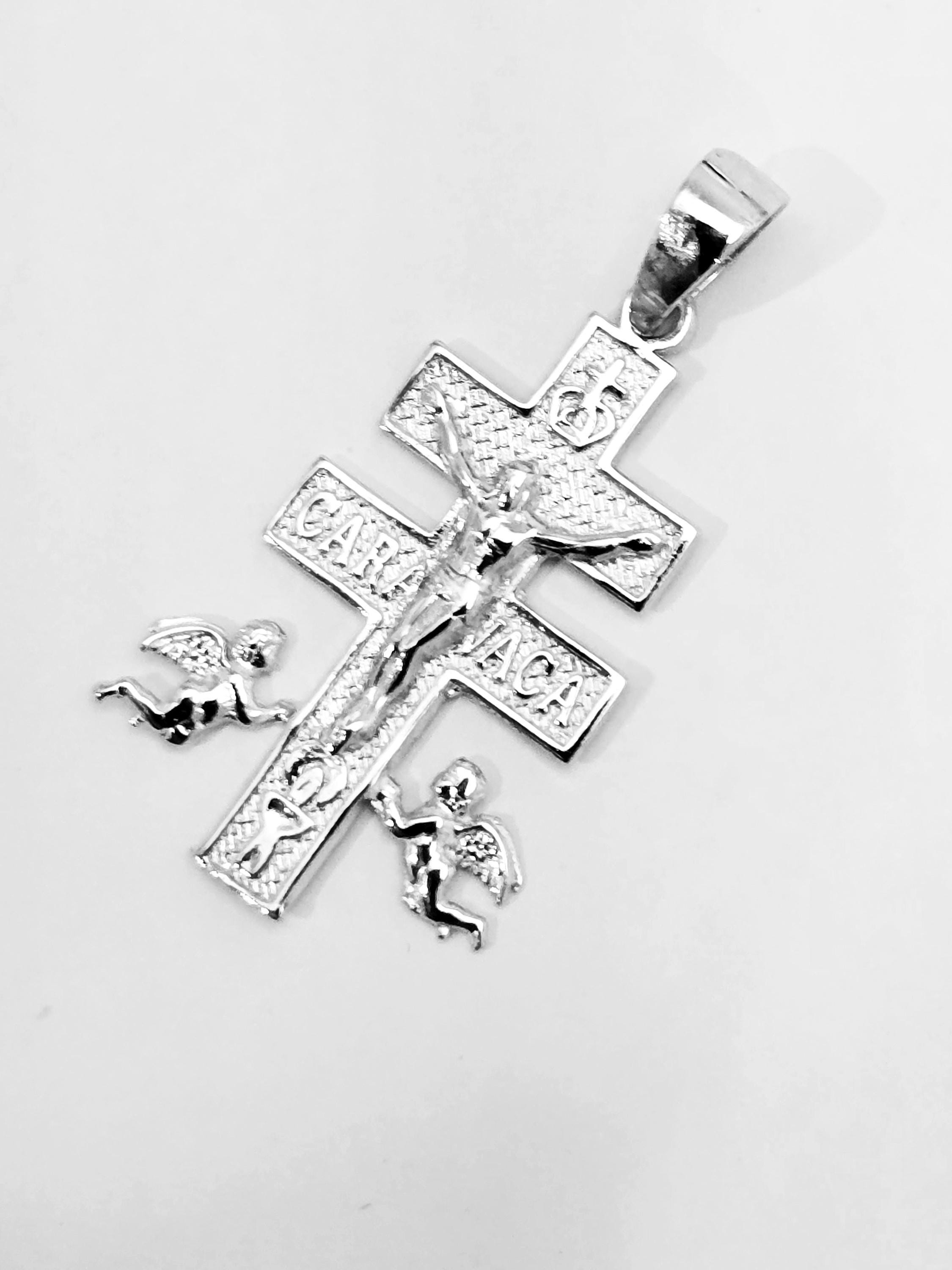 Sterling Silver Caravaca Cross with Angels Crucifix Cruz de Caravaca