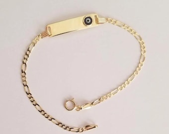 14k Solid Yellow Gold Baby ID Bracelet Link Chain Pulsera De Oro Para Bebe