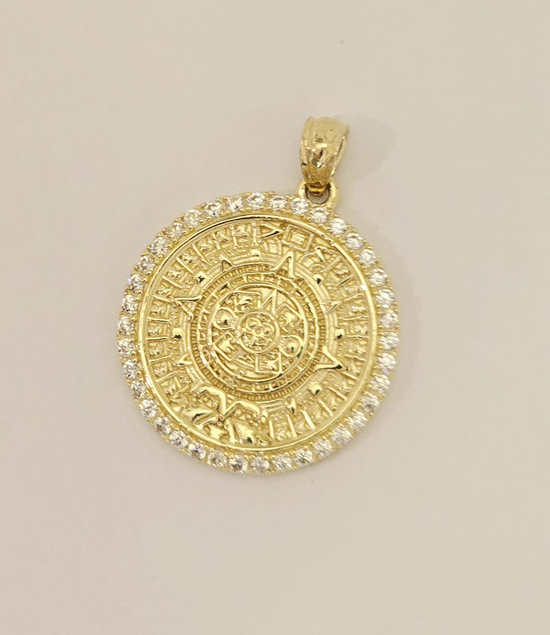 14k Yellow Gold Aztec Calendar Pendant-20mm - Etsy