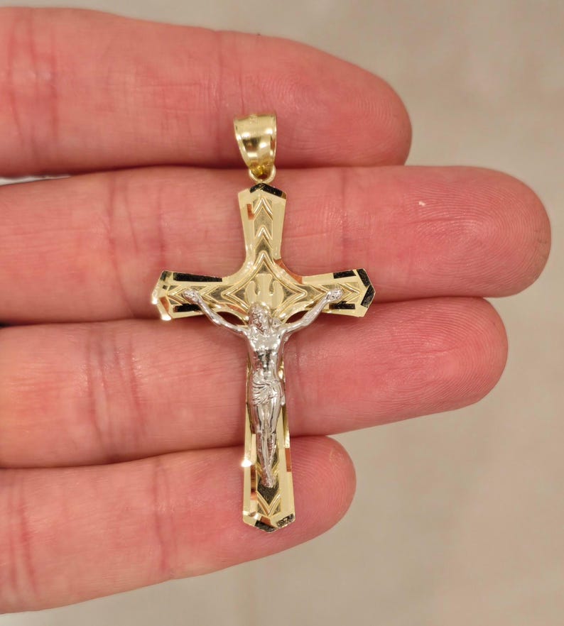 14k Gold Crucifix Cross Religious Pendant Necklace - Etsy