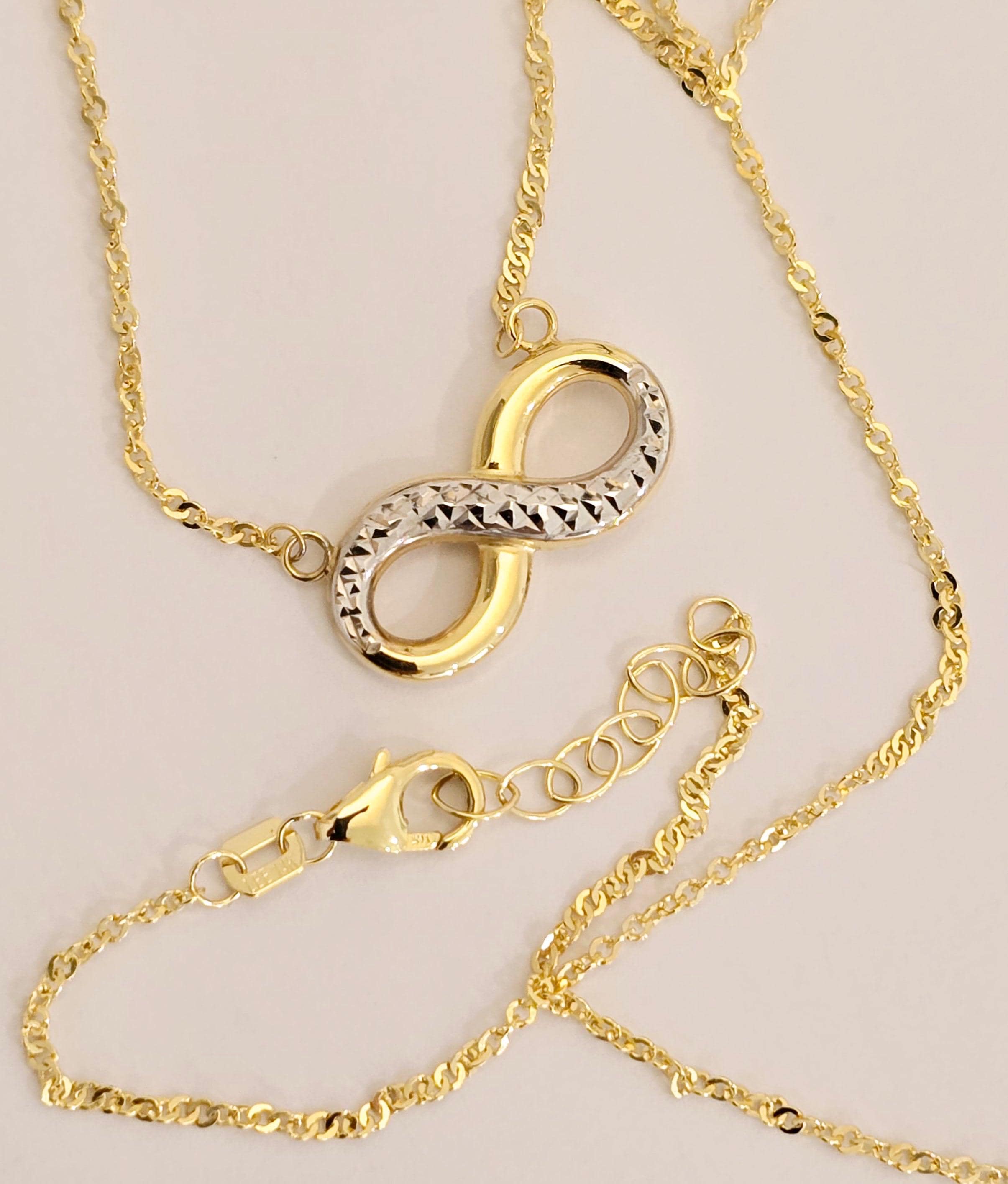 14K Two-tone Solid Gold Infinity Necklace - Etsy