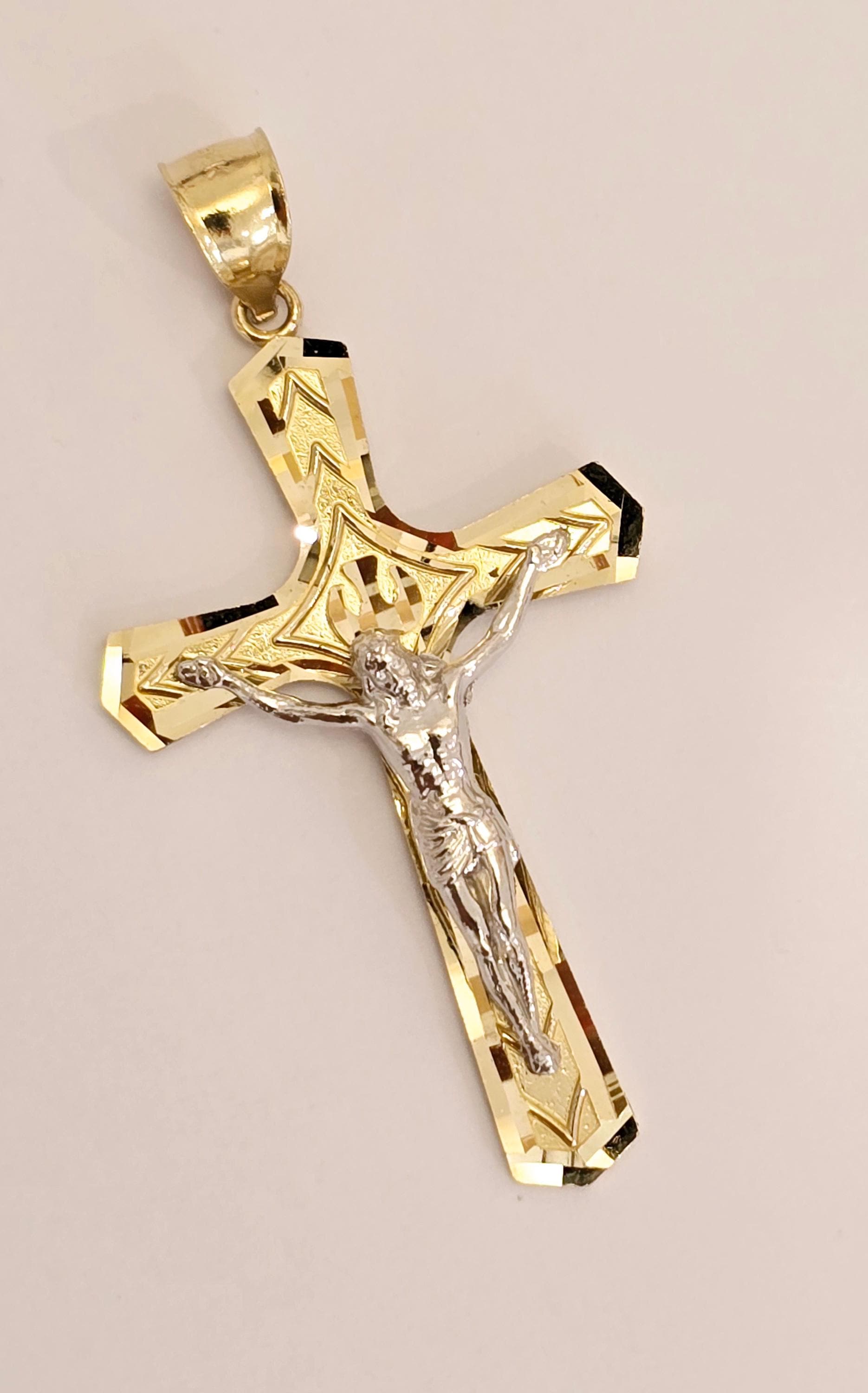 14k Gold Crucifix Cross Religious Pendant Necklace - Etsy