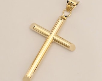 14k Yellow Gold Cross Pendant For Necklace 18x30 mm