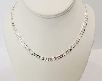 925 Sterling Silver Figaro Chain Men for Necklace 22"-6 mm
