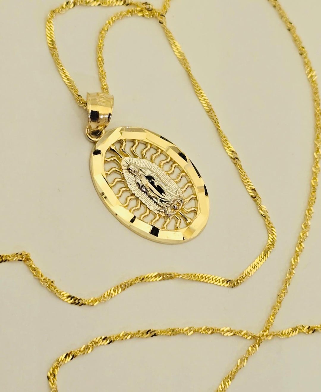 14k Gold Virgin Mary Pendant, Our Lady of Guadalupe Necklace - Etsy