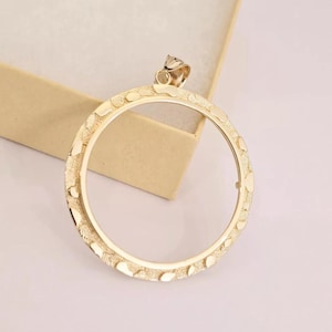 14k Solid Yellow Gold Mexican 50 Pesos Coin Centenario Nugget Bezel Frame