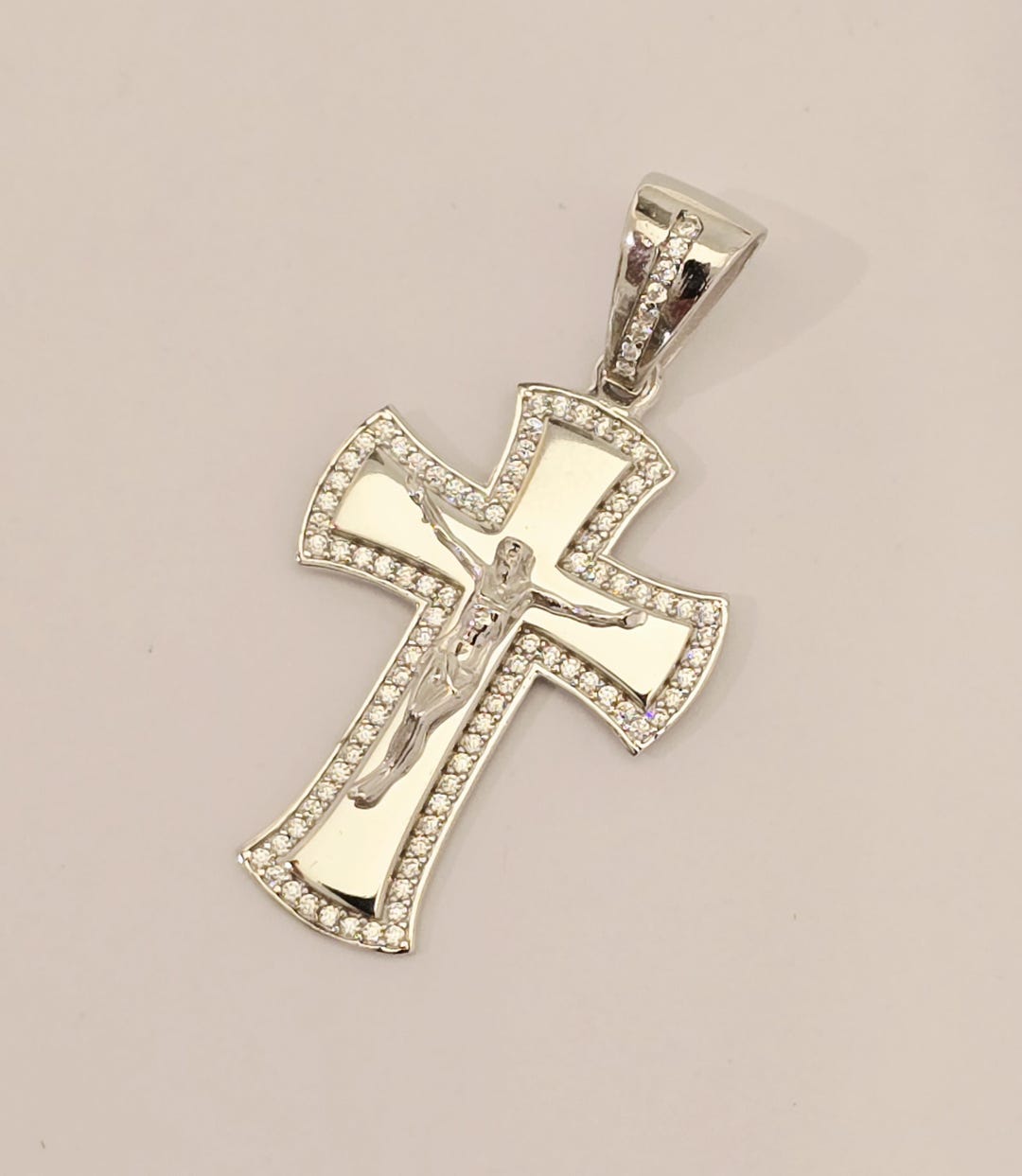 925 Sterling Silver CZ Crucifix Cross Pendant - Etsy